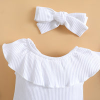 Girls' summer ruffled romper denim flare pants set