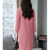 Winter mid-length plaid wool coat with POLO collar