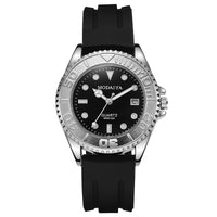 Silicone Steel Band Calendar Watch For Men Quartz Timepiece