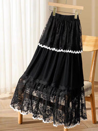 Womens Casual Versatile Lace-trimmed Skirt