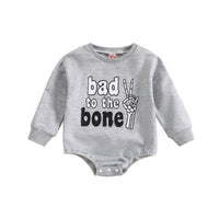 Boys And Girls Round Neck Long Sleeve Letter Printing Rompers Jumpsuit Multicolor