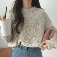 Vintage melange knitted crew neck sweater