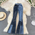 Floor Mopping Vintage Raw Edge Slim Flared Trousers