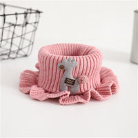 Pure Color Wool Knitted Cartoon Children's Scarf