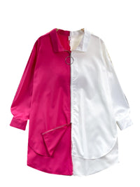 Idle Style Mid-length Color Matching Shirt