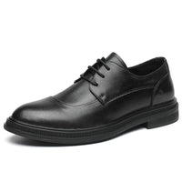 Men's Leather Soft Bottom Pointed Toe Lace-up Shoes