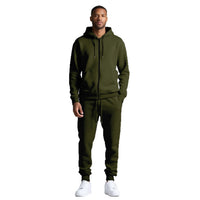 Men's Solid Color Long-sleeve Long Pants Hooded Sportswear Set