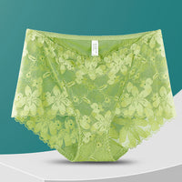 High Waist Hollow-out Lace Flower Underwear Belly Contracting Hip Lifting Cotton Bottom Fat