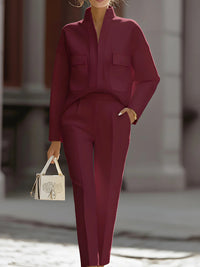 Stylish Urban Commuter Pocketed Top And Pants Set