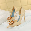 Women's Fashion Slim Stiletto High Heel Side Hollow Buckle Decorative Shoes