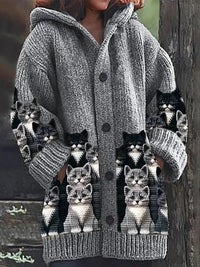 Womens Mid-Length Plush Cartoon Hooded Coat