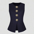 Sleeveless Round Neck Vest Fashion Women's Wear Elegant Waist-tight Solid Color