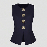 Sleeveless Round Neck Vest Fashion Women's Wear Elegant Waist-tight Solid Color