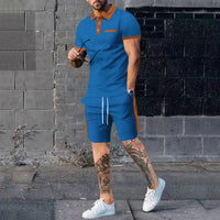 Color Matching Short-sleeved Shorts Two-piece Casual