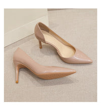 Patent Leather Side Empty Nude High Heels Ladies Stiletto Heel