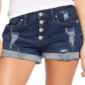 Womens New Style Single-Breasted Ripped Denim Shorts