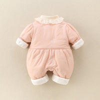 Girls' Baby Cute Jumpsuit Thickened Outer Wear Days Warm In Late Autumn