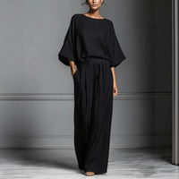 Womens Fashionable And Elegant Flared-Sleeve Linen Suit