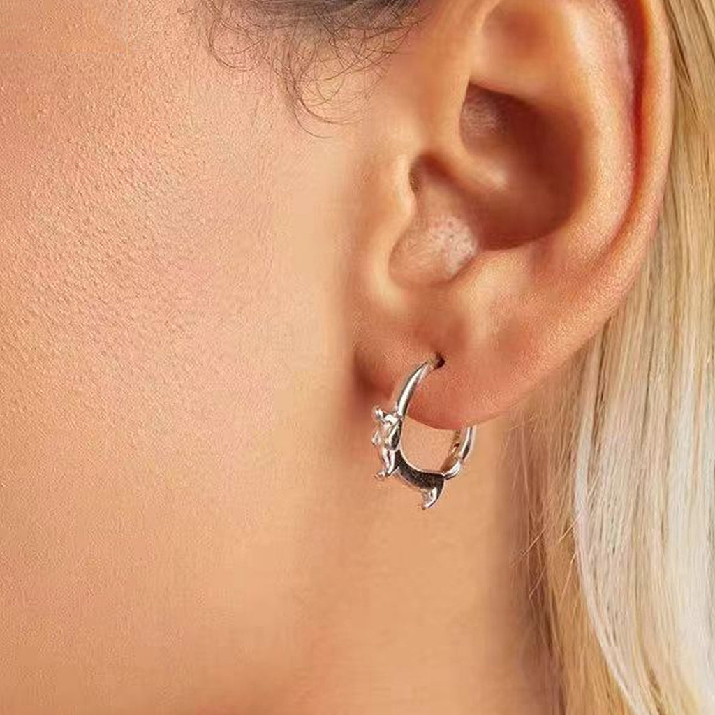 Sausage Dog Geometric Round Ear Clip Women