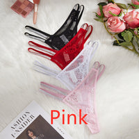 Lace Underwear Women's Hollow Out See-through Thin Strap Diamond Women's T-back Low Waist