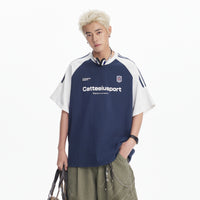 Heavy Cotton Short-sleeved Men's T-shirt Letter Printed Round Neck All-matching
