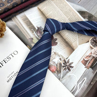 Retro Coffee Color Orange Red Striped Tie Hand Hit 8CM Men