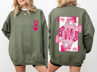 Fashionable Streetwear Red Heart Q Crewneck Loose-fit Hoodie