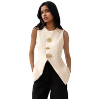 Artistic V-neck Waist-cinching Vest