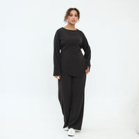 Casual Long-sleeve Top And Pants Two-piece Set