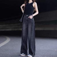 Straight-leg High-waisted Loose-fitting Wide-leg Pants