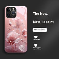 Blooming Rose Glass Painted Phone Case