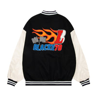 Flame Embroidered Baseball Uniform Jacket European And American Men's Loose