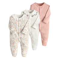 Three New Baby One Piece Rompers With Long Sleeves And Feet
