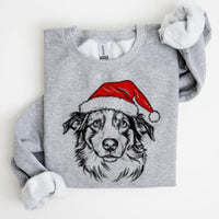 Christmas Puppy Print Polyester Round Neck Sweatshirt Unisex