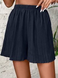 European And American Solid Color Elastic Waistband Shorts