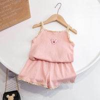 Girls' Home Service Suit Summer Suspender Pajamas Thin Style Western-style Vest Breathing Cotton Air-conditioning Suit