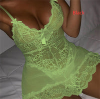 Bright Sheer Lace Embroidered Sling Nightdress Pajamas