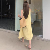 Sleeveless V-neck Loose-fitting Vacation Outfit Dress