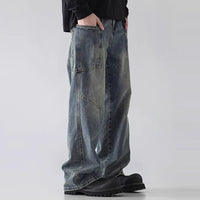 Mens Straight Leg Loose Fit Wide Leg Jeans
