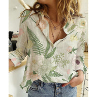 Linen Cotton Washed Single-breasted Long Sleeve Shirt For Women