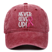 Breast Ribbon Embroidered Peaked Cap Baseball