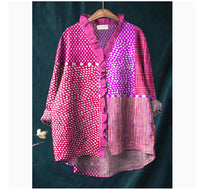 Women's Loose Print Crew Neck Casual Plus Size Shirt