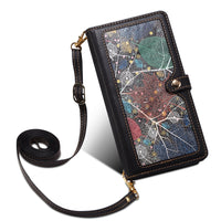 Women's Multi-card Zipper Painted Leather Case