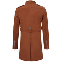 Double-breasted Large Lapel Men's Casual Slim-fit Mid-length Woolen Trench Coat