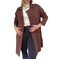 Women's Lapel Long Sleeve Knitted Coat
