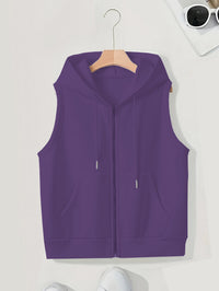 Women's Sleeveless Slim-fit Cardigan Zip Sweater