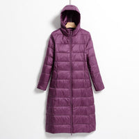 Lightweight Hooded Long Below-the-knee Slim-fit Coat