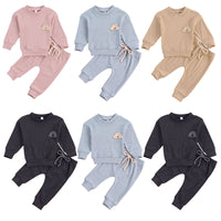 Round Neck Rainbow Embroidery Long Sleeve Suit