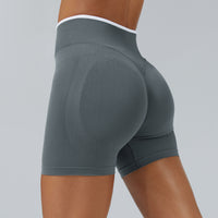 Color Matching Seamless Tight Yoga Shorts Peach Hip Raise