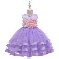 Children's dress, princess dress, pearl three-dimensional flower dress